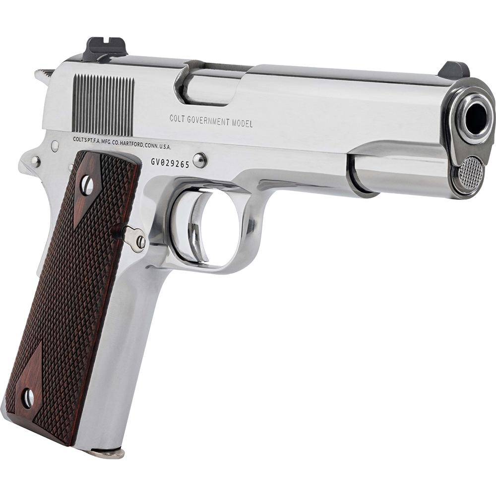 Colt 1911 Gov't Handgun .38 Super 9rd Magazine 5" Barrel Polished Stainless with Wood Grips - Image 3