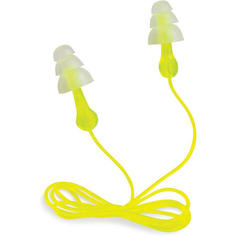 Peltor Sport Tri-Flange Corded Reusable Earplugs 26dB Neon Yellow 3/ct - Image 2