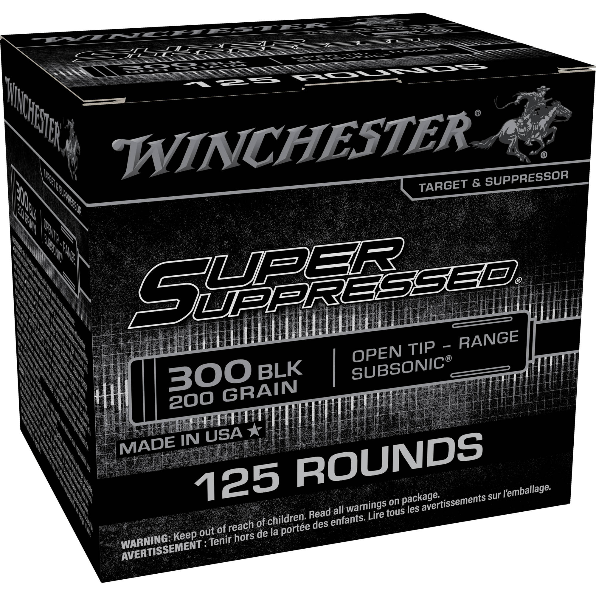 Winchester Super Suppressed Subsonic Ammunition .300 Blk 200gr OTM 1060 fps 125/ct - Image 2