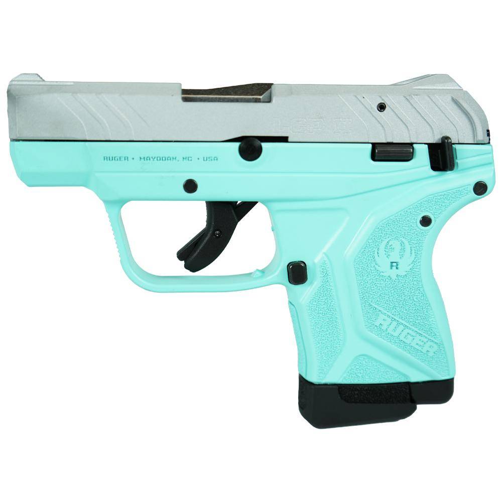 Ruger LCP II Handgun 22 LR 10rd Magazine 2.75" Barrel Crushed Silver Slide with Robin's Egg Blue Frame - Image 2