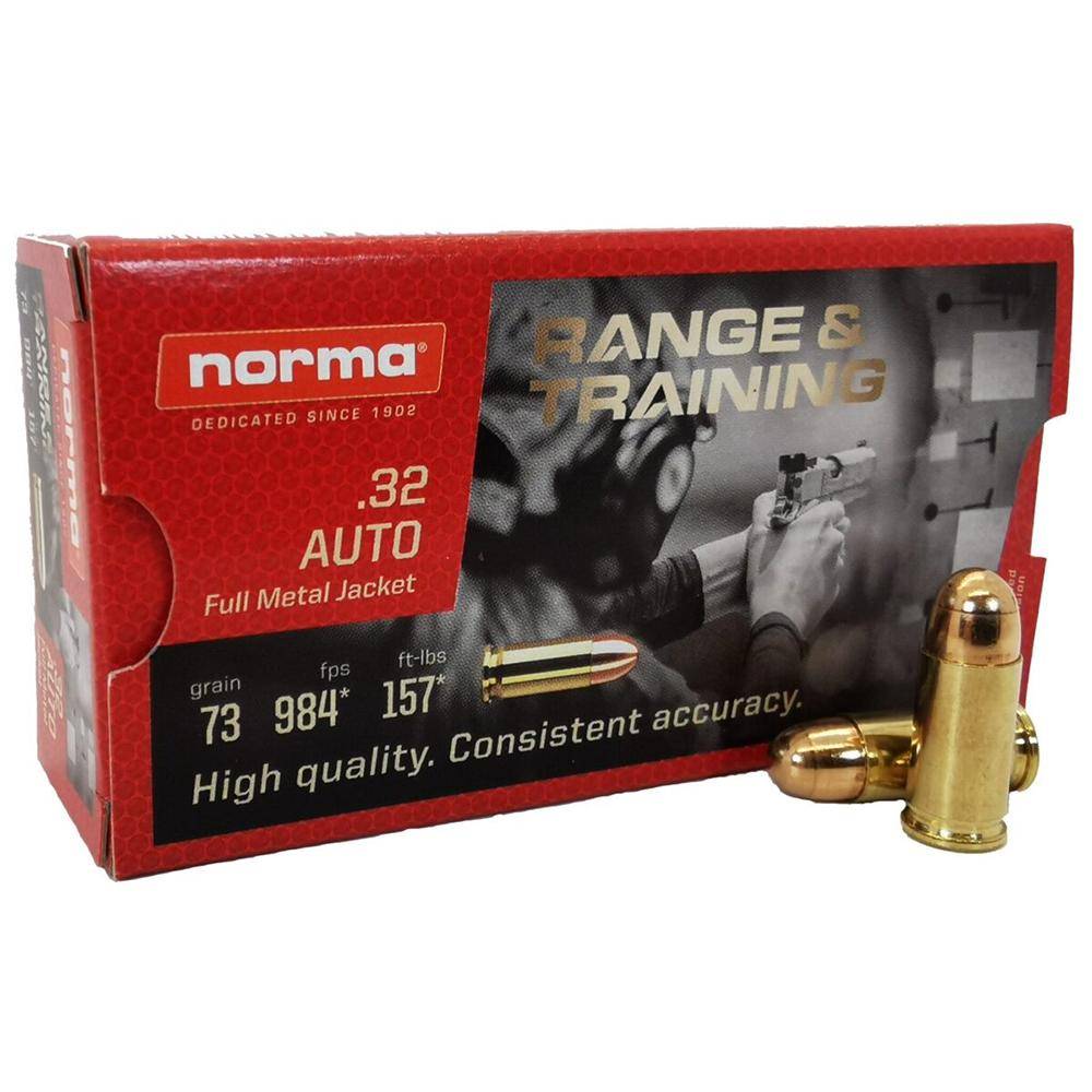 Norma Range and Training Handgun Ammunition .32 ACP 73gr FMJ 984 fps 50/ct