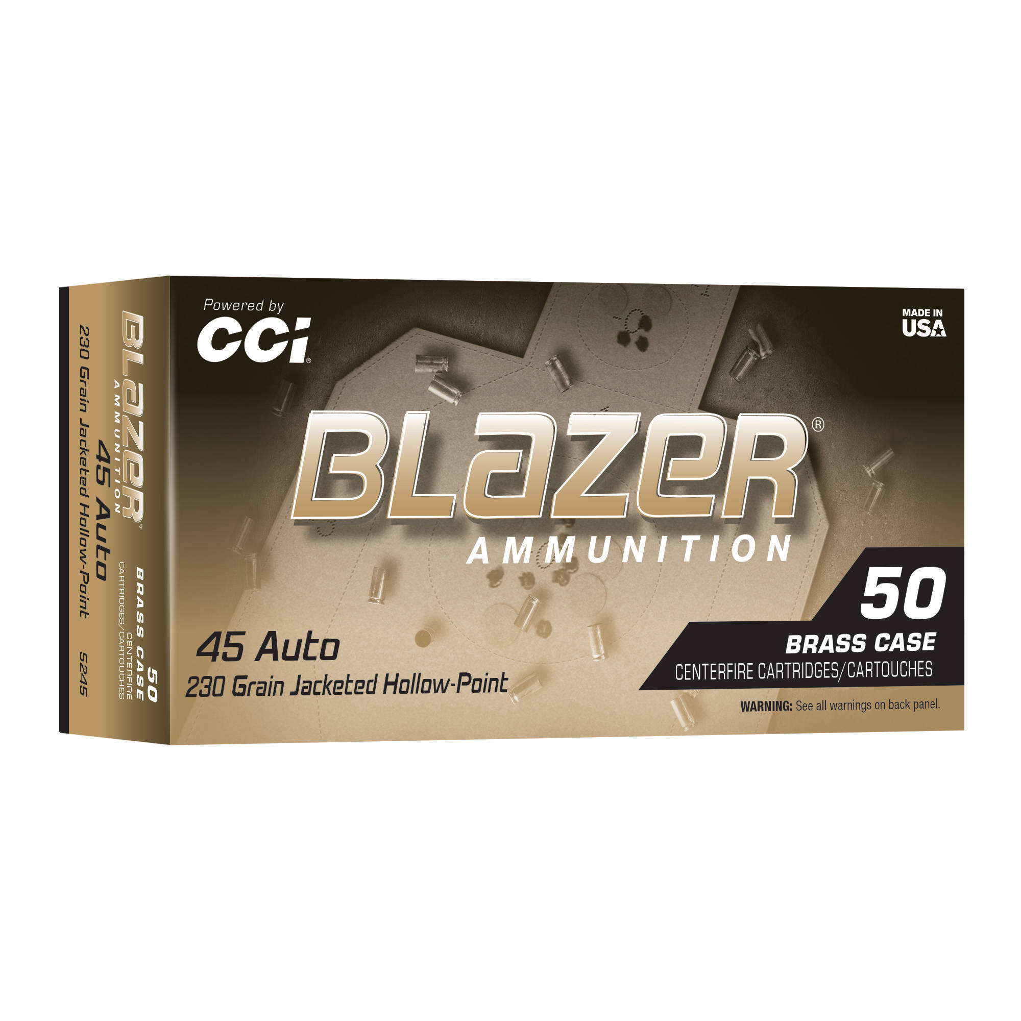 Blazer Brass Handgun Ammunition .45 Auto 230gr JHP 850 fps 50/ct - Image 3