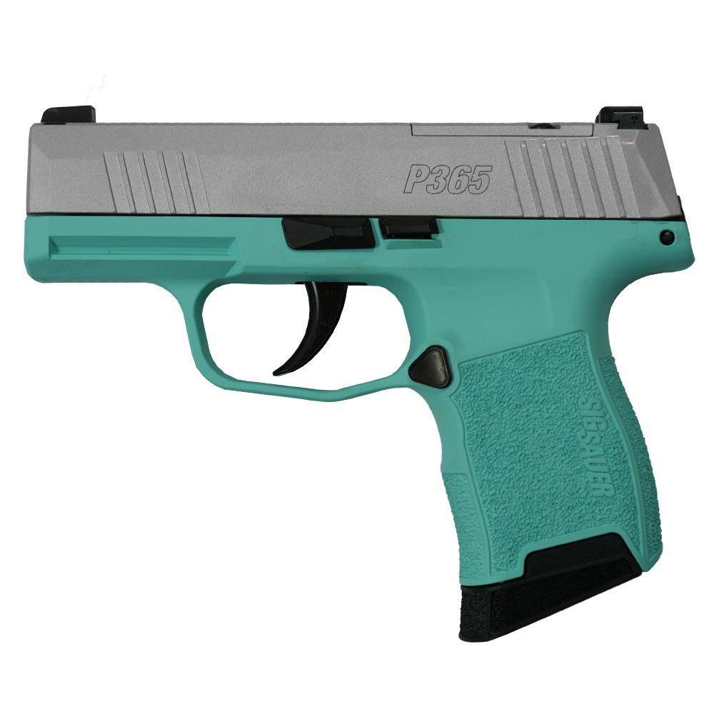 Sig Sauer "Silver Slide/Robin's Egg Blue Frame" P365 Optic Ready Handgun 9mm Luger 10rd Magazines(2) 3.1" Barrel X-RAY 3 Sights - Image 2