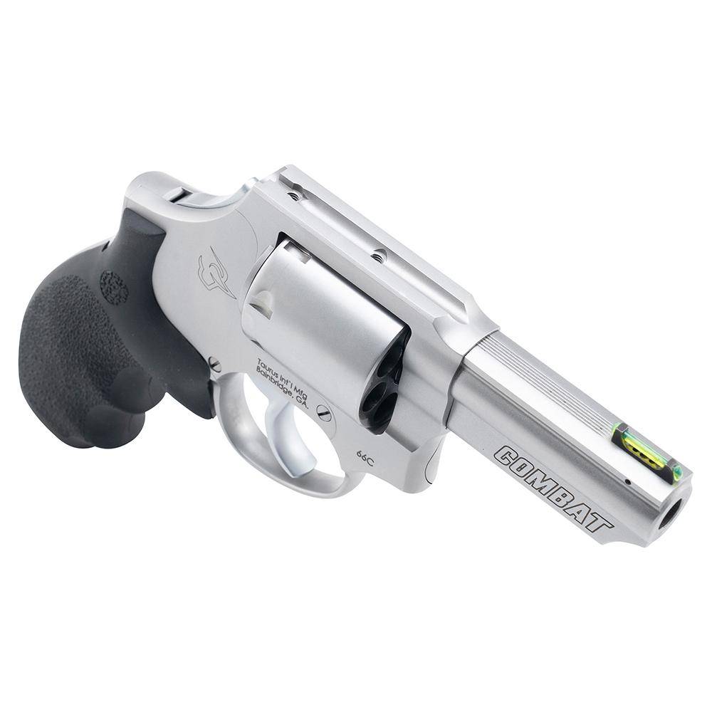 Taurus 66 Combat Handgun .357 Mag 7rd Capacity 3" Stainless Barrel Matte Frame w/Hogue Grip Front Fiber Optic Sight - Image 2
