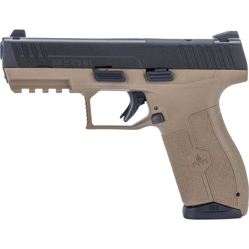 IWI Masada Handgun 9mm Luger 17rd Magazines (2) 4.1" Threaded Barrel FDE with Black Slide - Image 2