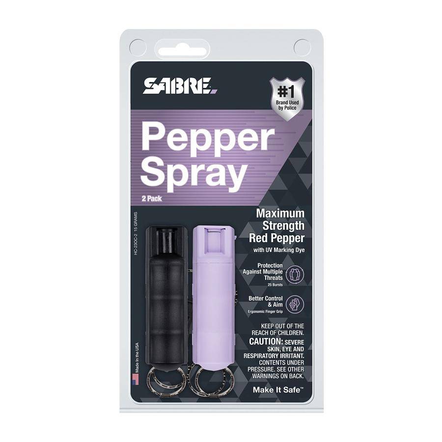 Sabre Red Pepper Spray with Key Ring 2/pk Black & Lavender - Image 2