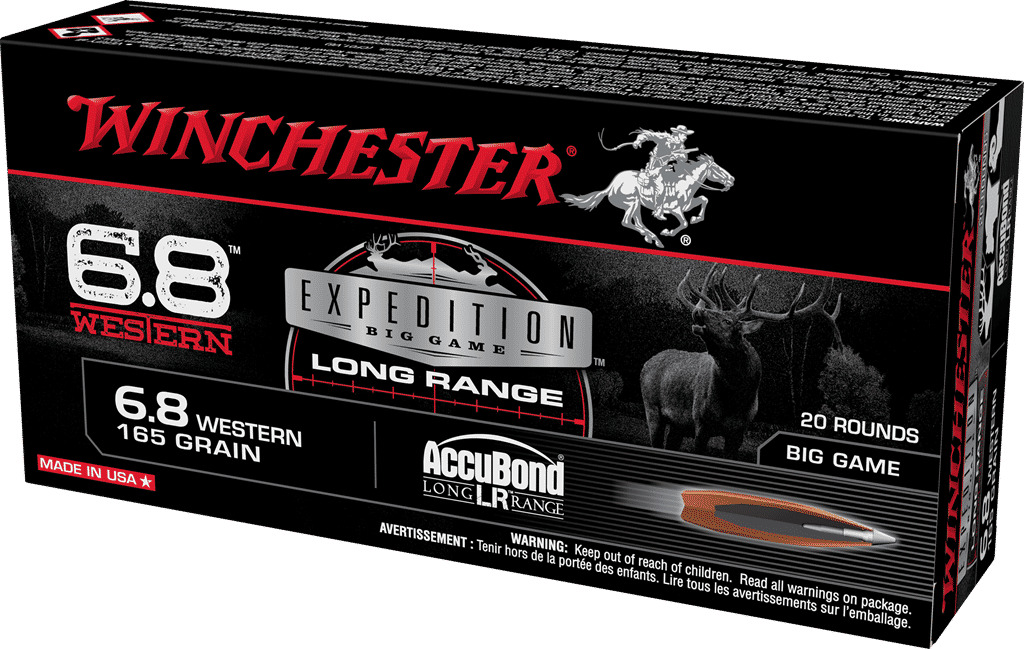 Winchester Expedition Big Game Long Range Rifle Ammunition 6.8 Western 165 gr. PT 2970 fps 20/ct