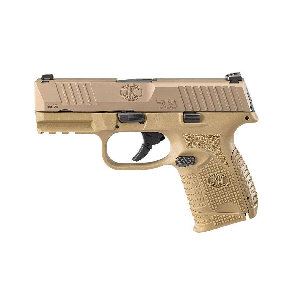 FN 509 Compact Handgun 9mm Luger 12rd & 15rd Magazines (2) 3.7" Barrel FDE NMS - Image 2