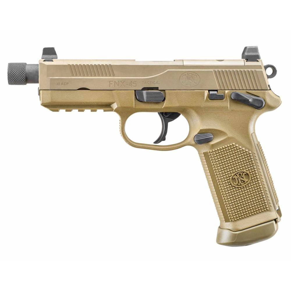FN FNX-45 Tactical Handgun .45 ACP 15rd Magazines (2) 5.3" Threaded Barrel FDE Night Sights - Image 2