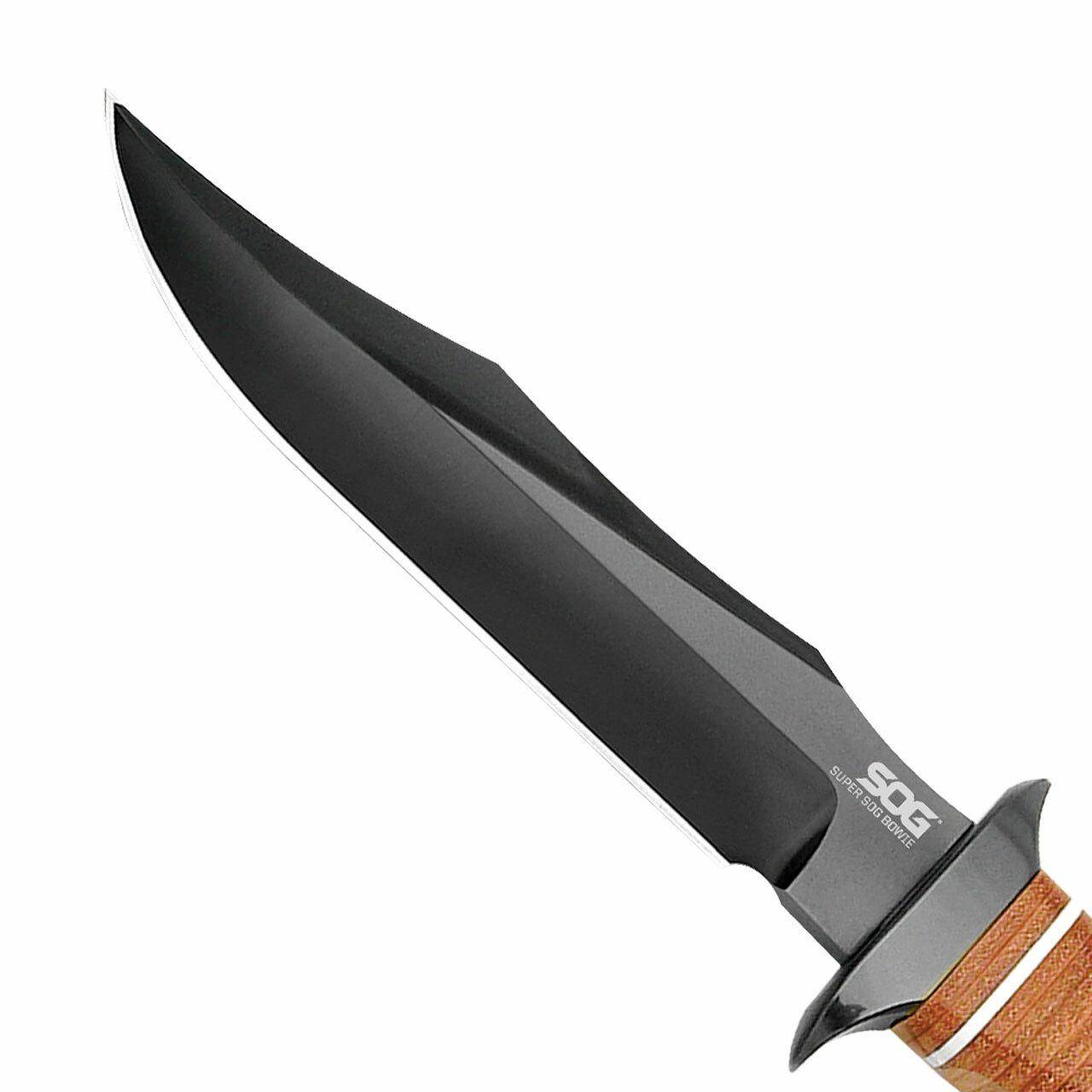 SOG Super SOG Bowie Knife 7.5" Blade Brown Leather - Image 2