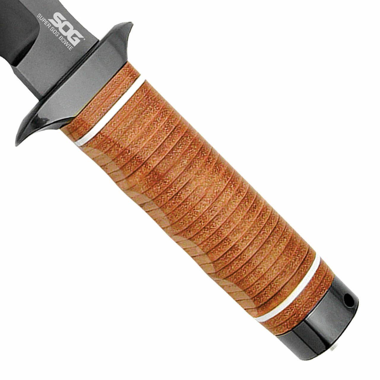 SOG Super SOG Bowie Knife 7.5" Blade Brown Leather - Image 3
