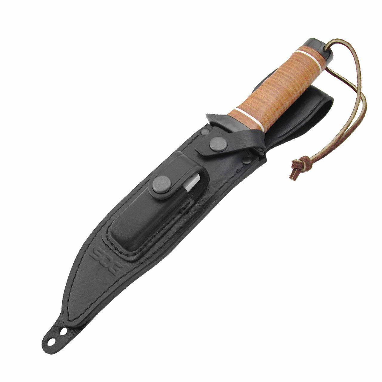 SOG Super SOG Bowie Knife 7.5" Blade Brown Leather - Image 5