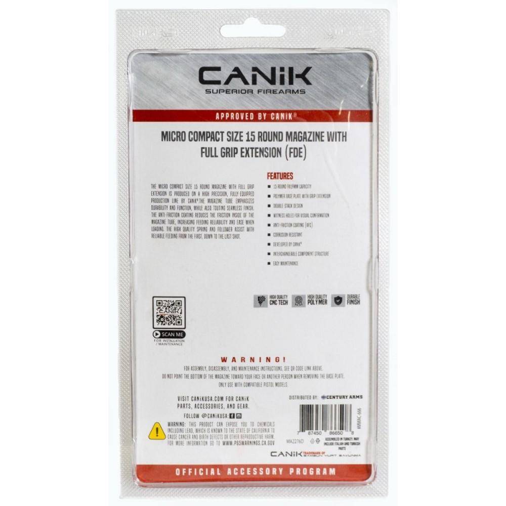 Canik Mete MC9 Handgun Magazine with Full Grip Extension FDE 9mm Luger 15/rd - Image 2