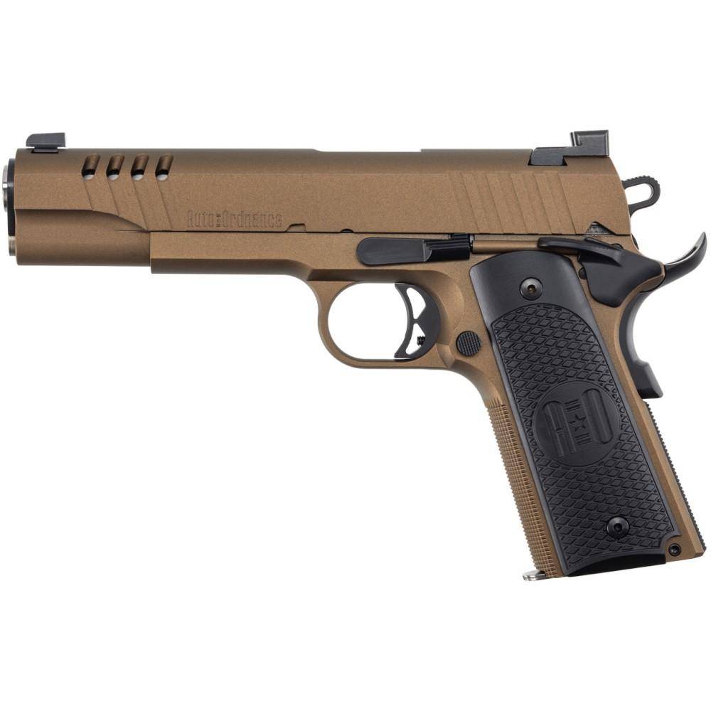 Auto-Ordnance 1911A1 Handgun 45 ACP 7rd Magazine 5" Barrel Burnt Bronze Night Sights - Image 2