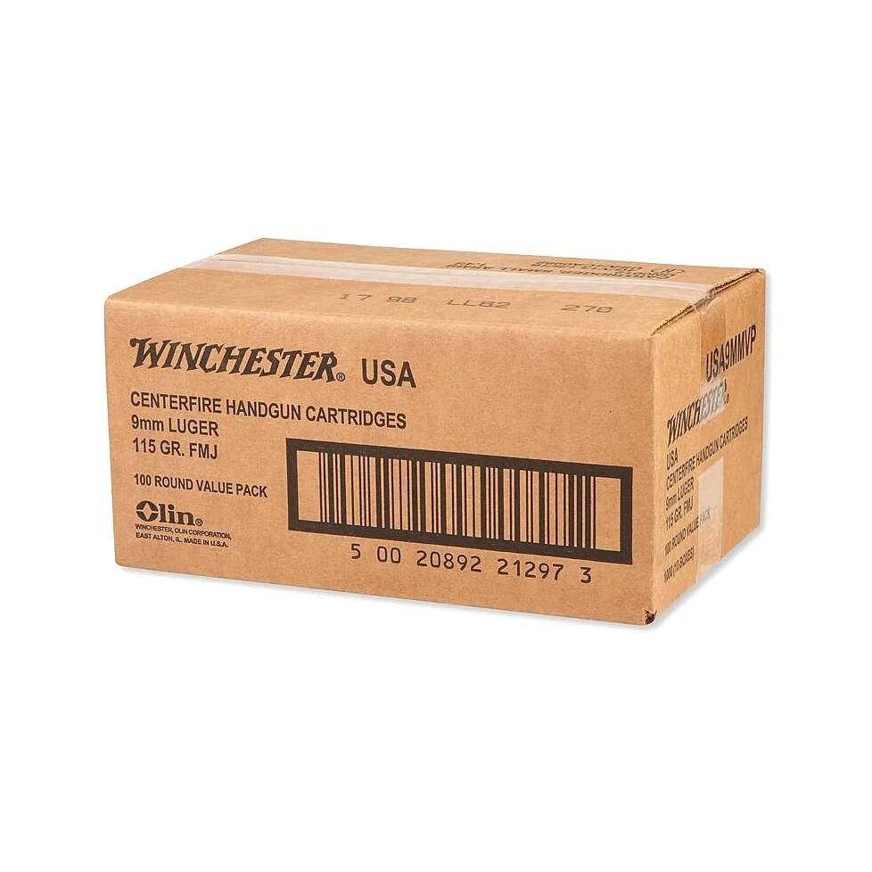 Winchester USA 9mm 115 gr. FMJ Bulk 1000/rd  (5-200/ct)