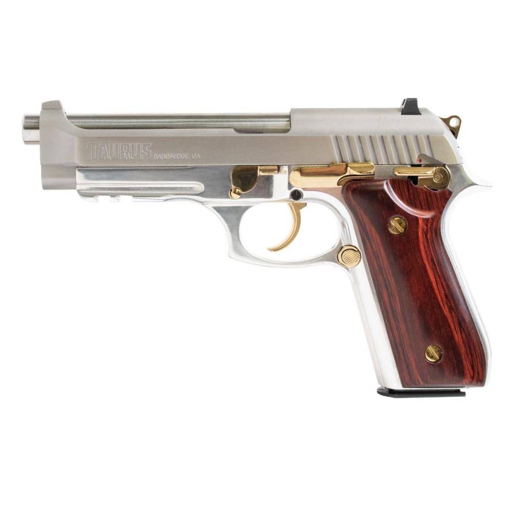 Taurus PT92 Handgun 9mm Luger 17rd Magazine 5" Barrel Stainless Steel with Wood Accent - Image 2