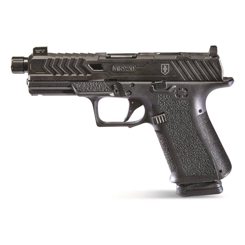 Shadow Systems MR920 War Poet Handgun 9mm Luger 15rd Magazines (2) 4.5" Threaded Barrel Black War Poet Slide Engraving with Night Sights - Image 2