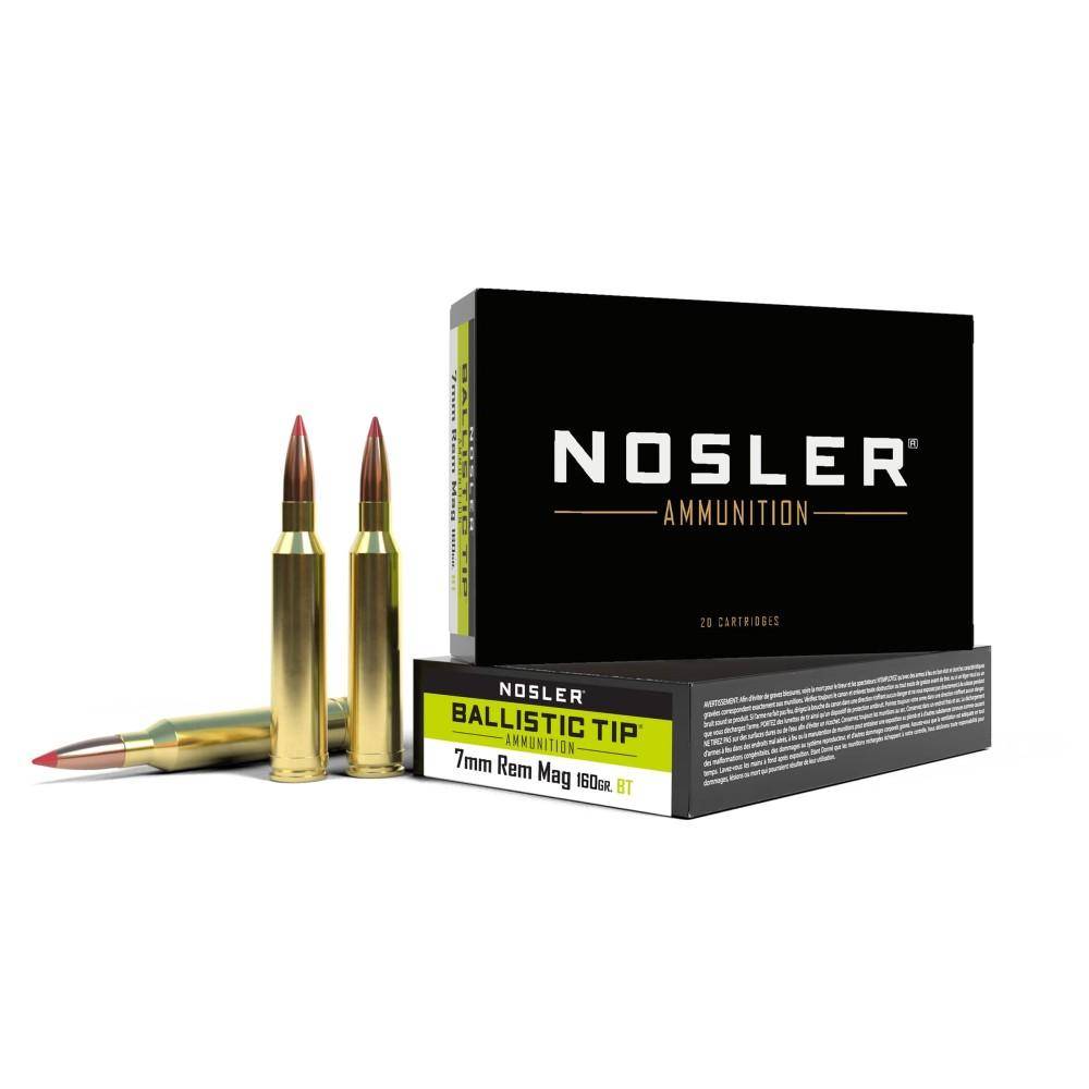 Nosler Ballistic Tip Rifle Ammunition 7mm Rem 160g PT 3000 fps 20/ct