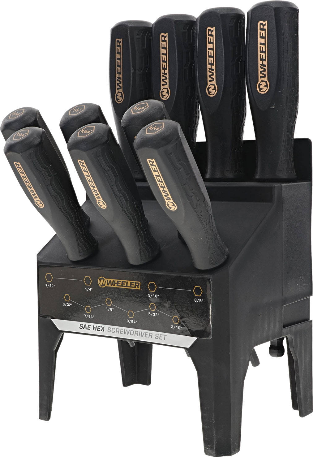 Wheeler 10 Piece SAE Hex Benchtop Screwdriver Set Black