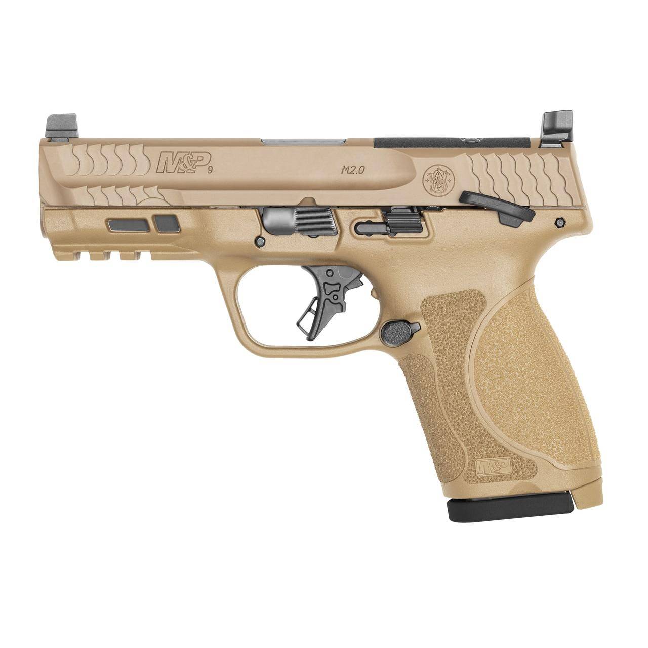 S&W M&P 9 M2.0 Compact Optic Ready Handgun 9mm Luger 10rd Magazine(2) 4'' Barrel FDE Thumb Safety - Image 3