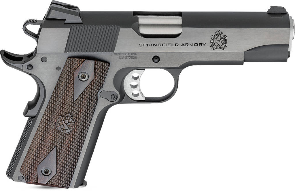 Springfield 1911 Garrison Handgun 9mm Luger 9rd Magazine(1) 4.25" Barrel Wood Grips Blued