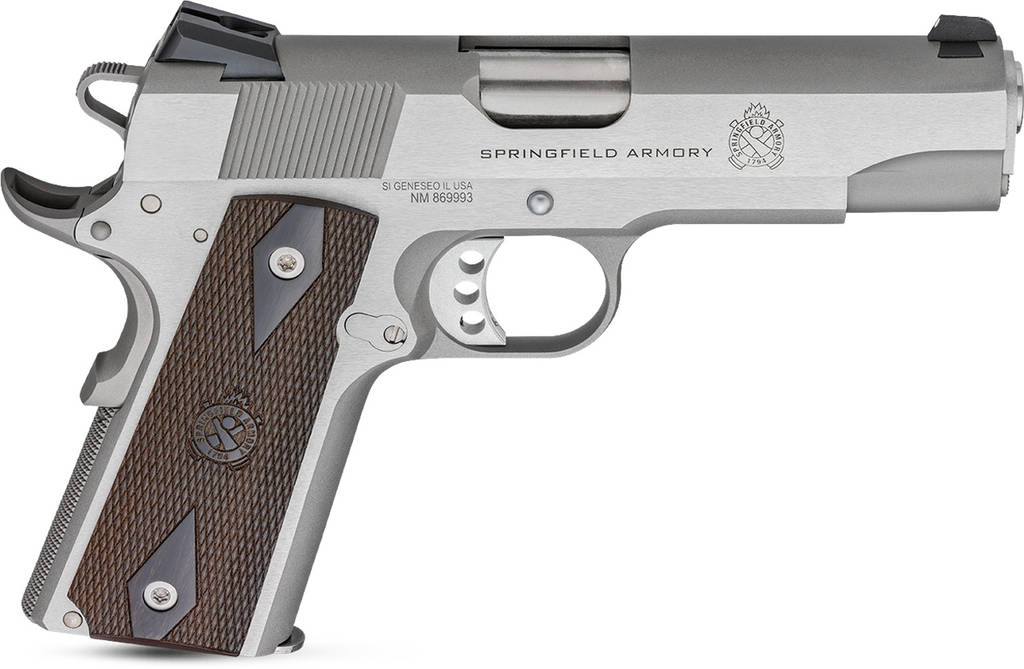 Springfield 1911 Garrison Handgun .45 Auto 7rd Magazine(1) 4.25" Barrel Wood Grips Stainless