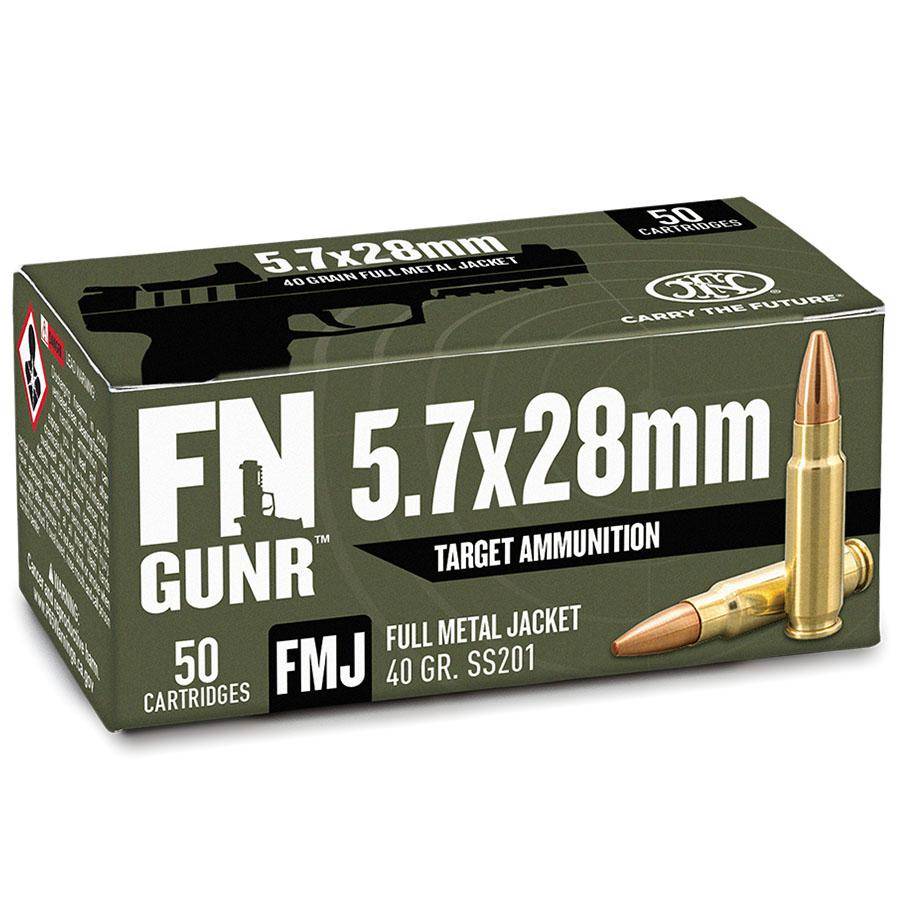 FN SS201 Target Handgun Ammunition 5.7x28mm 40gr FMJ 1700 fps 500/ct Case - Image 2