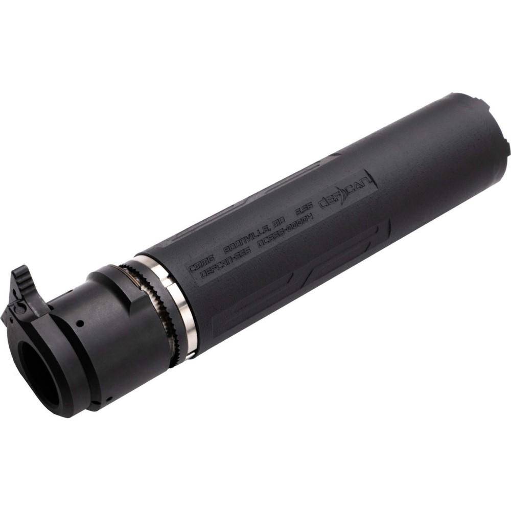 CMMG Defcan 556 Direct Thread Suppressor 5.56 1-3/8x24 Black with 1/2x28 Muzzle Brake - Image 2
