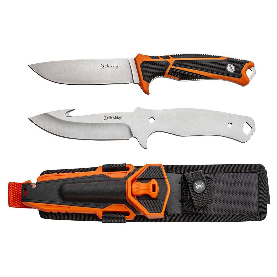 Master Cutlery Elk Ridge Trek Interchangeable Blade Set 4 1/2" Blades Orange and Black - Image 2