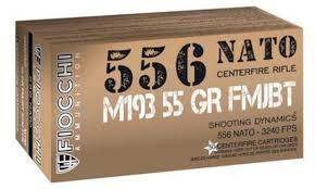 Fiocchi Range Dynamics Rifle Ammunition 5.56X45 NATO 55 gr FMJ 3240 fps 50/ct