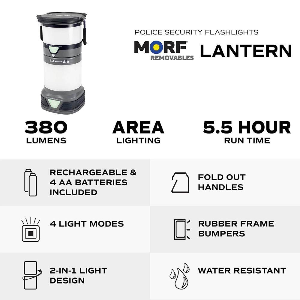 Police Security Flashlights MORF 2-in-1 Lantern 380 Lumen Black - Image 4