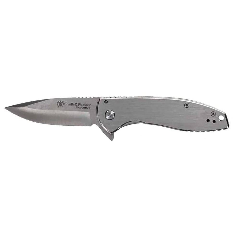 Smith & Wesson KT Executive Platinum Folding Knife 3" Drop Point Blade Silver Box