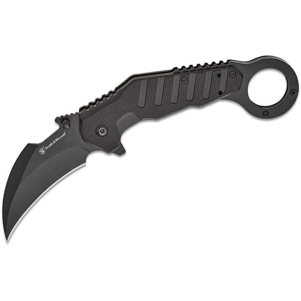 Smith & Wesson Extreme Ops Karambit Assisted Folding Knife 3" Hawkbill Blade Black Box - Image 2