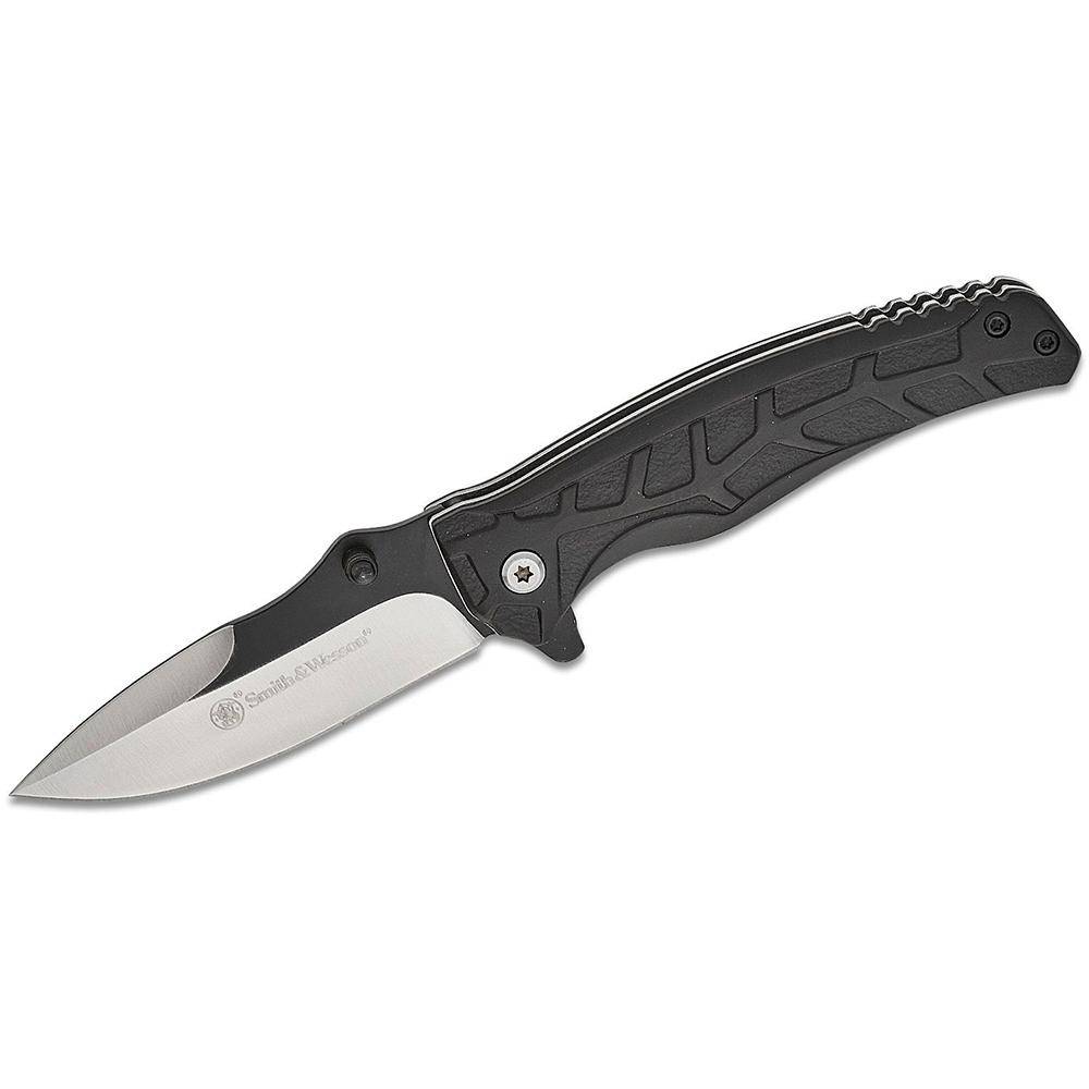 Smith & Wesson Extreme Ops Folding Knife 3" Drop Point Blade Two Tone Black Silver Box - Image 2