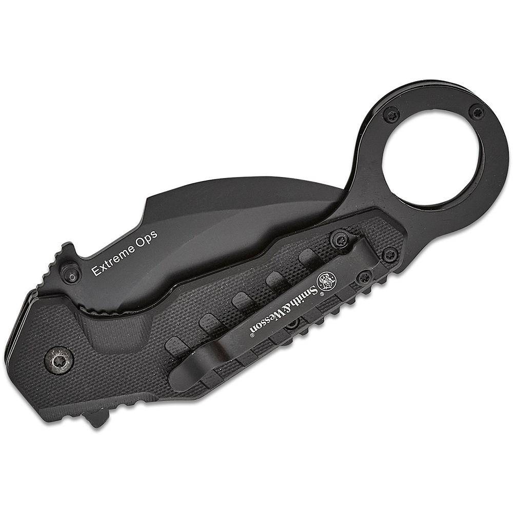 Smith & Wesson Extreme Ops Karambit Assisted Folding Knife 3" Hawkbill Blade Black - Image 3