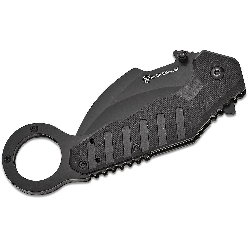 Smith & Wesson Extreme Ops Karambit Assisted Folding Knife 3" Hawkbill Blade Black - Image 4