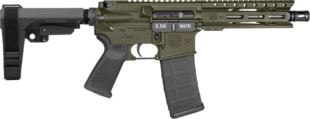 Diamondback DB15 Pistol 5.56mm 30rd Magazine(1) 7" Barrel 6" M-LOK Rail SBA3 Brace OD Green