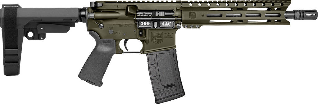 Diamondback DB15 Pistol .300 Blackout 30rd Magazine(1) 10" Barrel 9" M-LOK Rail SBA3 Brace OD Green