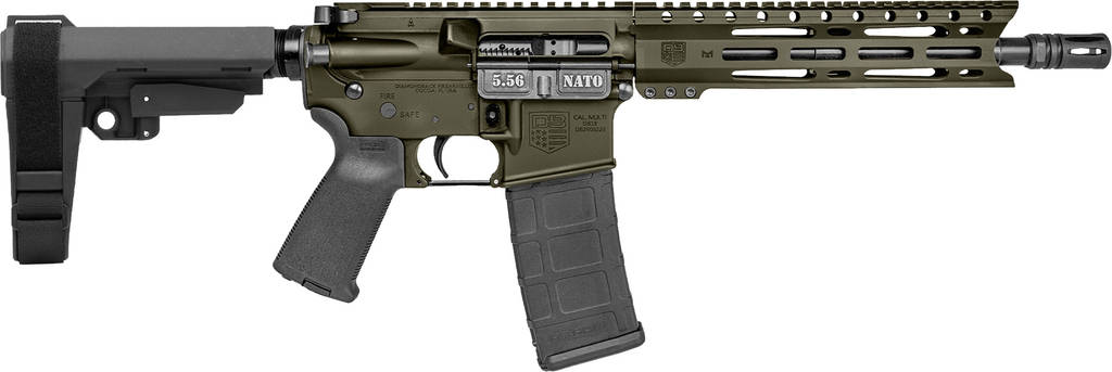 Diamondback DB15 Pistol 5.56mm 30rd Magazine(1) 10" Barrel 9" M-LOK Rail SBA3 Brace OD Green