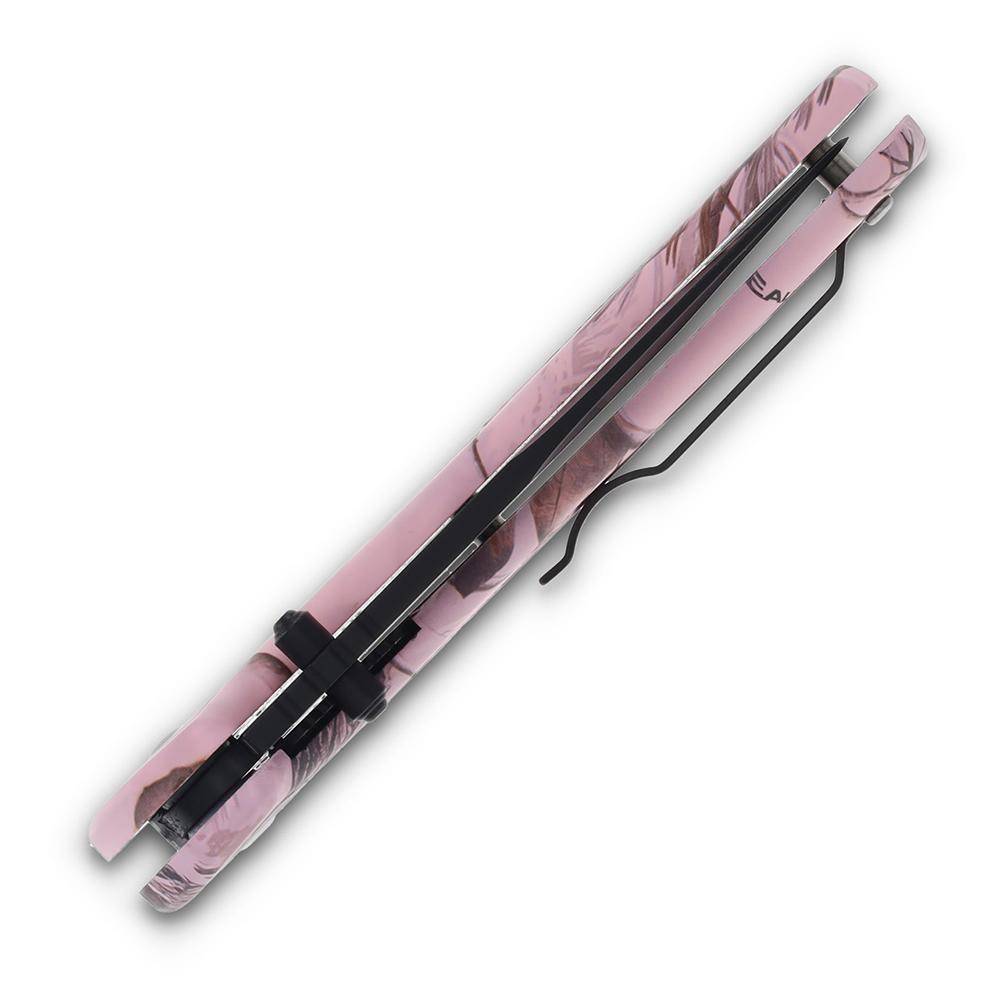 Bear & Son Edge Brisk 2.0 Folding Knife & Sharpener Combo Drop Point Blade Pink Camo - Image 5
