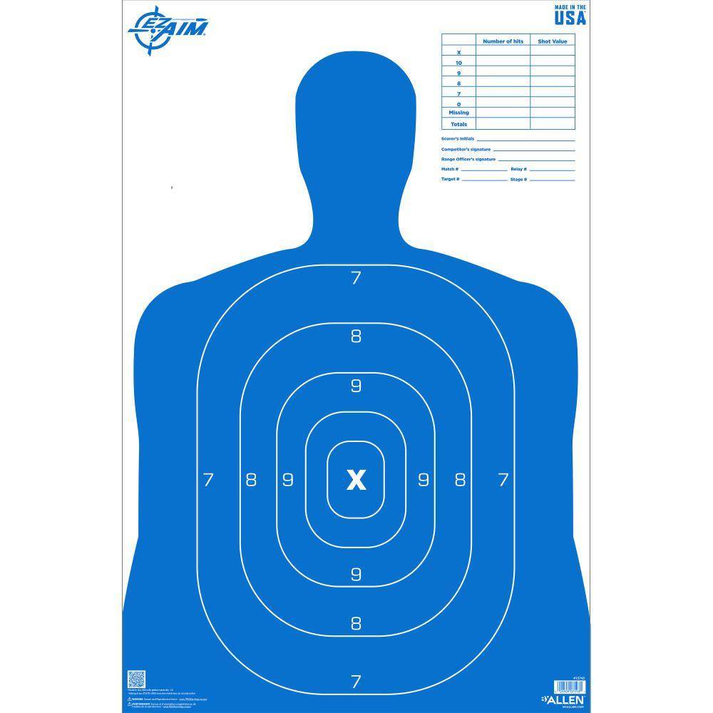 Allen EZ Aim B27 Pro Silhouette Paper Target Blue 23" x 35" 50/ct