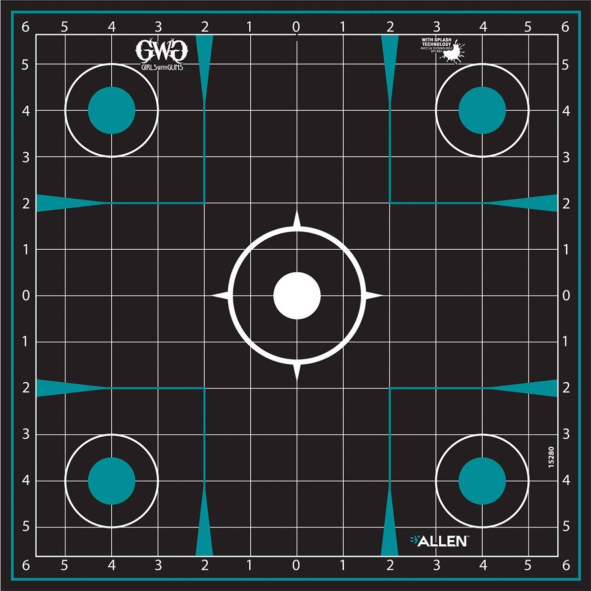 Allen Girls with Guns Splash Adhesive Sight Grid Targets 12x12 - 5/ct