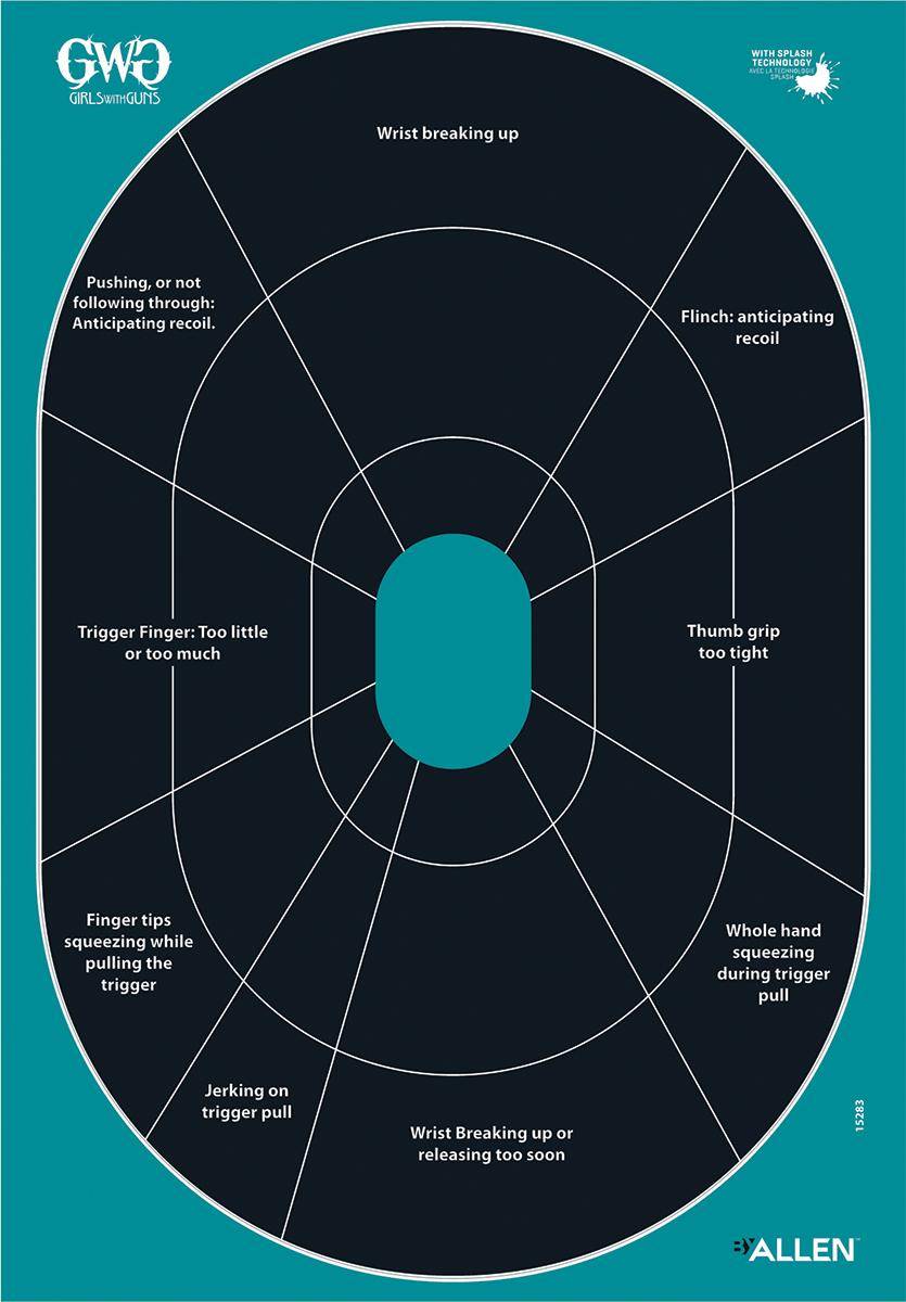 Allen Girls with Guns Splash Adhesive Oval Silhoutte Target 12x18 - 5/ct