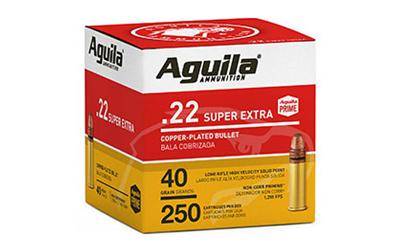 Aguila Super Extra High Velocity Rifle Ammunition .22 LR 40 gr CPSP 1255 fps 250/ct