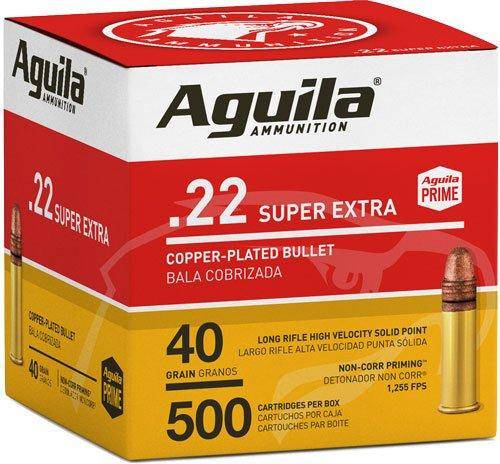 Aguila Super Extra High Velocity Rifle Ammunition .22 LR 40 gr CPSP 1255 fps 500/ct