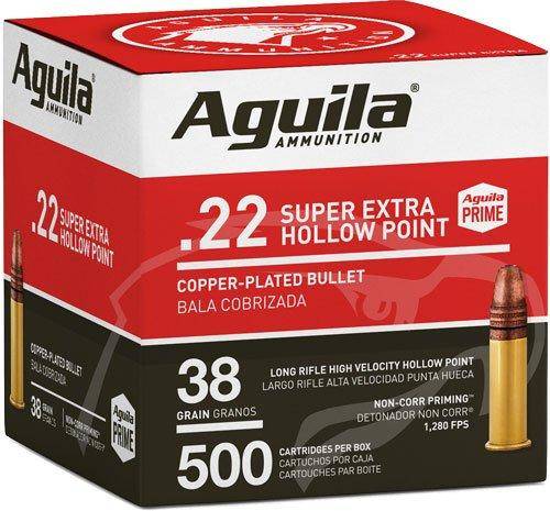 Aguila Super Extra High Velocity Rifle Ammunition .22 LR 38 gr CPHP 1280 fps 500/ct