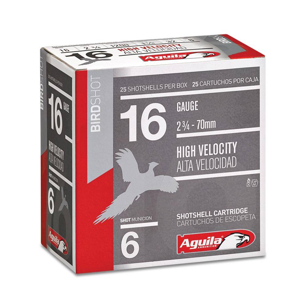 Aguila High Velocity Shotshells 16 ga 2-3/4" 1oz 1200 fps #6 25/ct