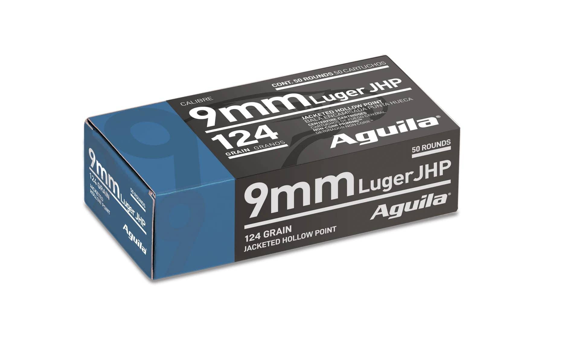 Aguila Handgun Ammunition 9mm Luger 124 gr JHP 1130 fps 50/ct
