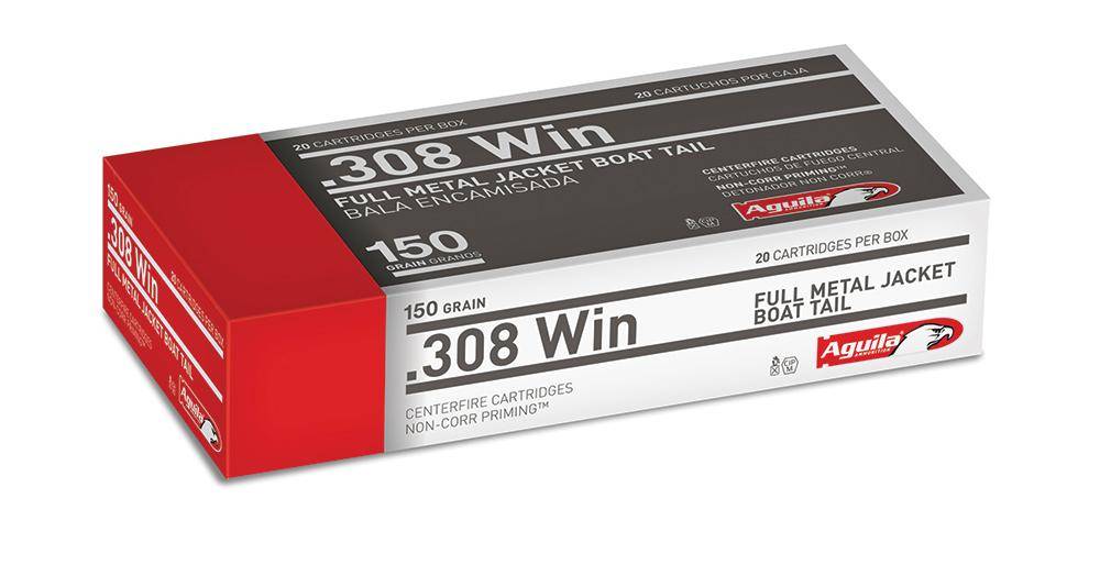 Aguila Rifle Ammunition .308 Win 150 gr FMJBT 2750 fps 20/ct