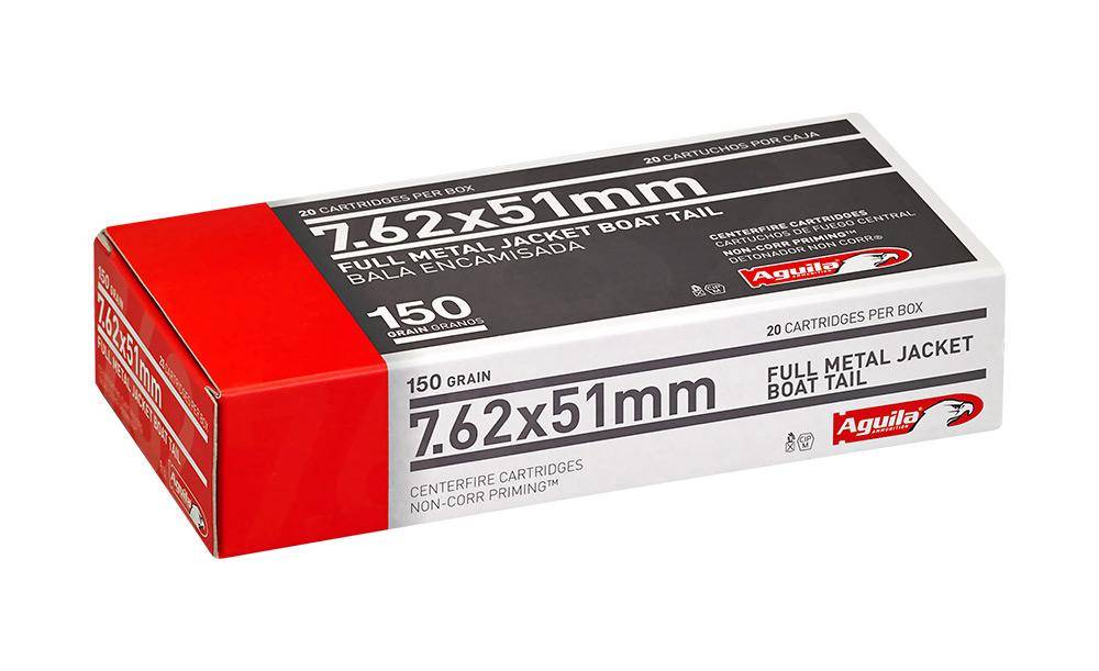 Aguila Rifle Ammunition 7.62x51mm 150 gr FMJBT 2750 fps 20/ct
